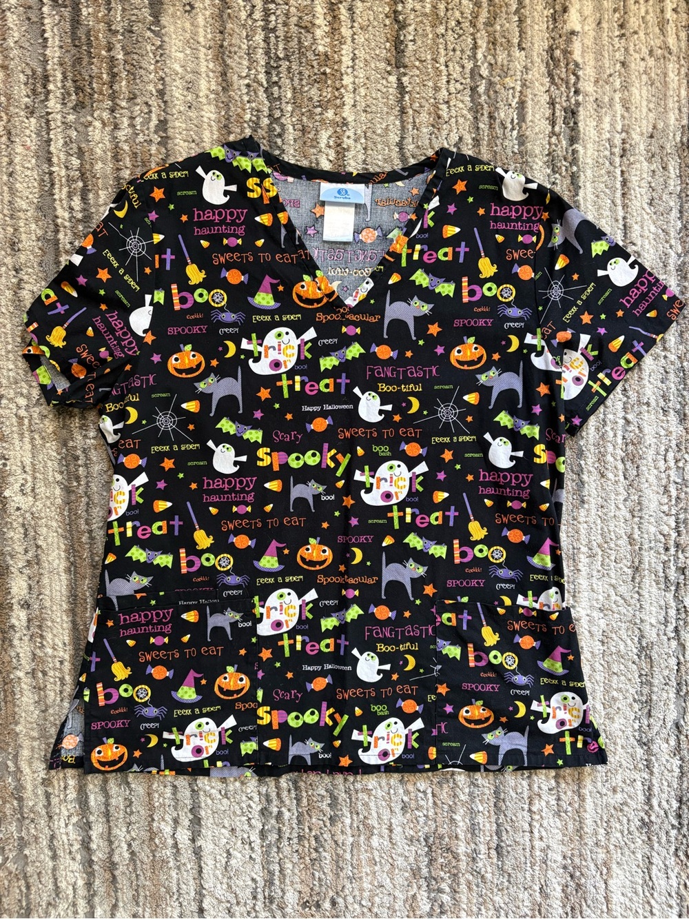 SB Scrubs Black Halloween Scrub Top